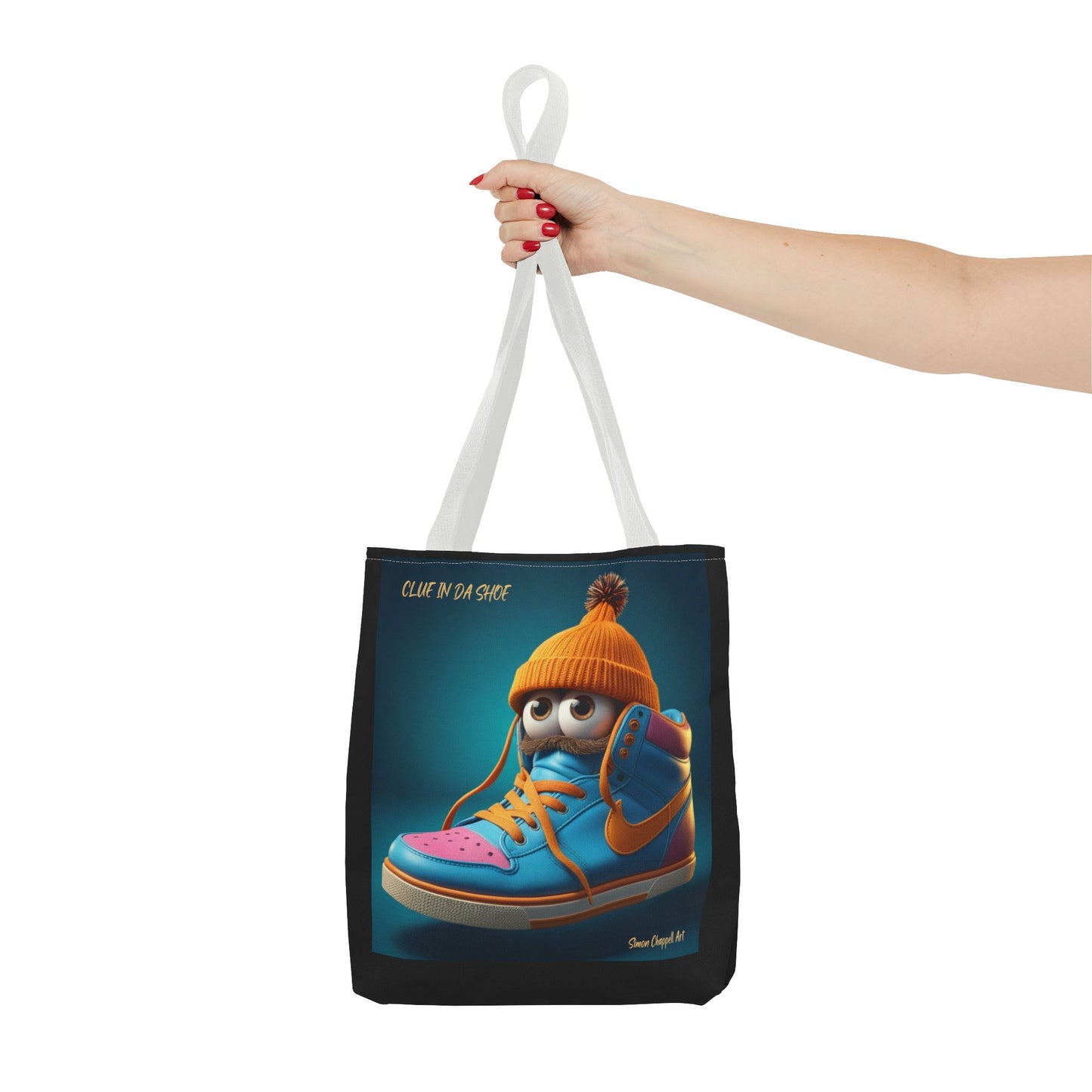 Tote Bag CLUE IN DA SHOE by Simon Chappell, Gift Idea, Everyday Bag, Market Bag, Cool, Digital Artwork