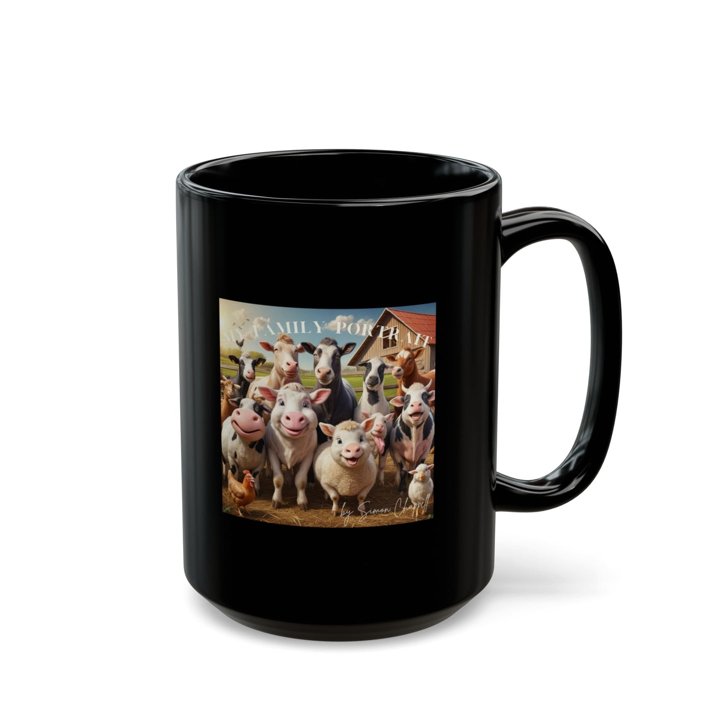 Mug FUNNYFARM Art By Simon Chappell Black 11oz 15oz