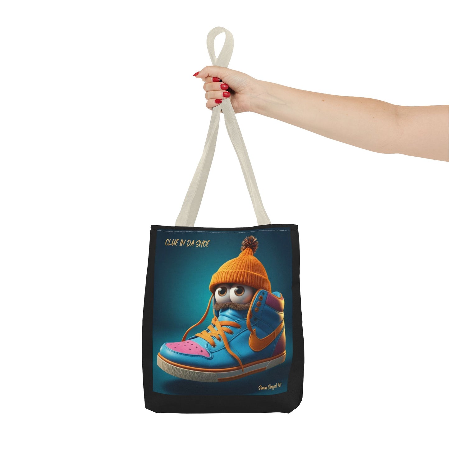 Tote Bag CLUE IN DA SHOE by Simon Chappell, Gift Idea, Everyday Bag, Market Bag, Cool, Digital Artwork