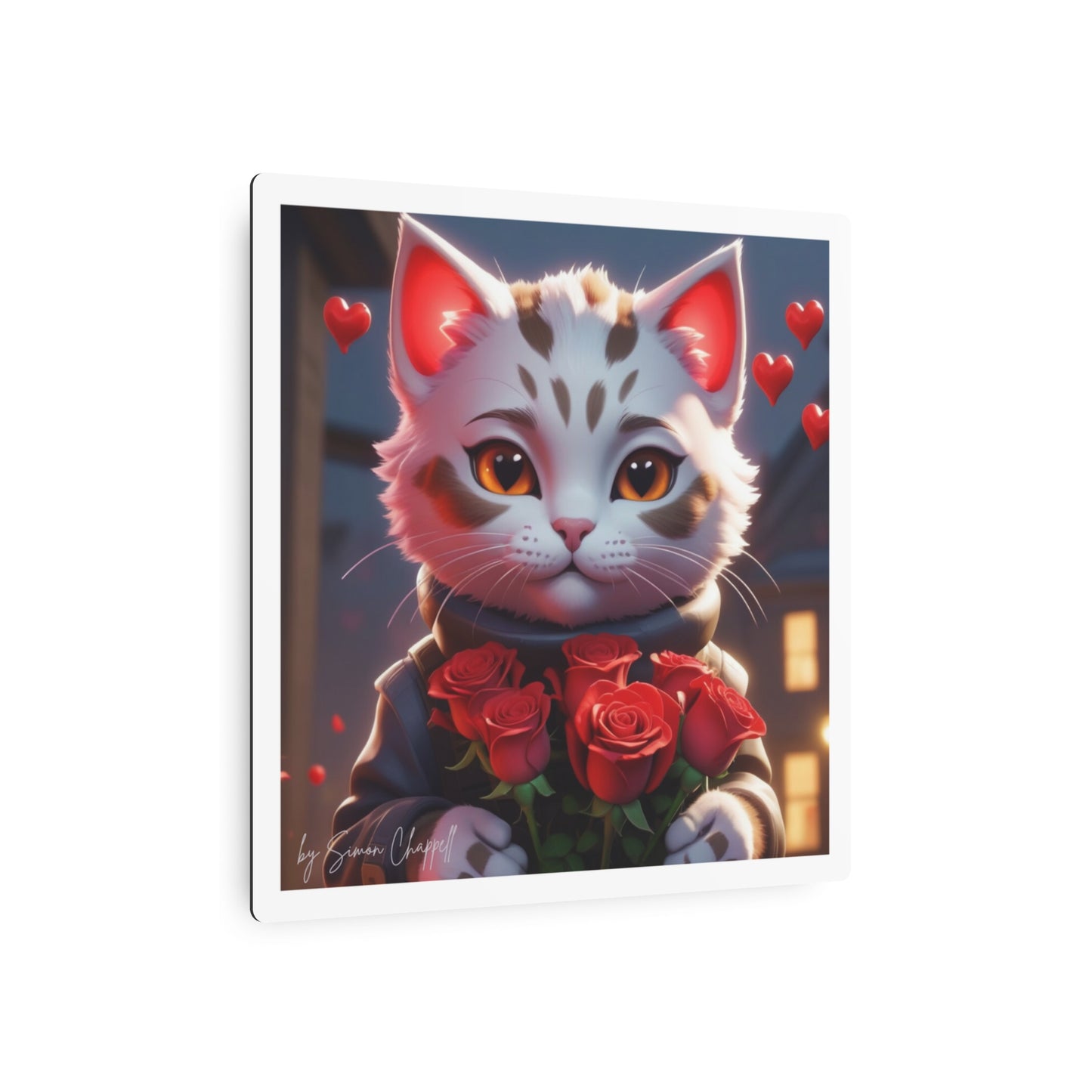 Metal Art Sign - Valentines Day Catlove by Simon Chappell, Gift With Love