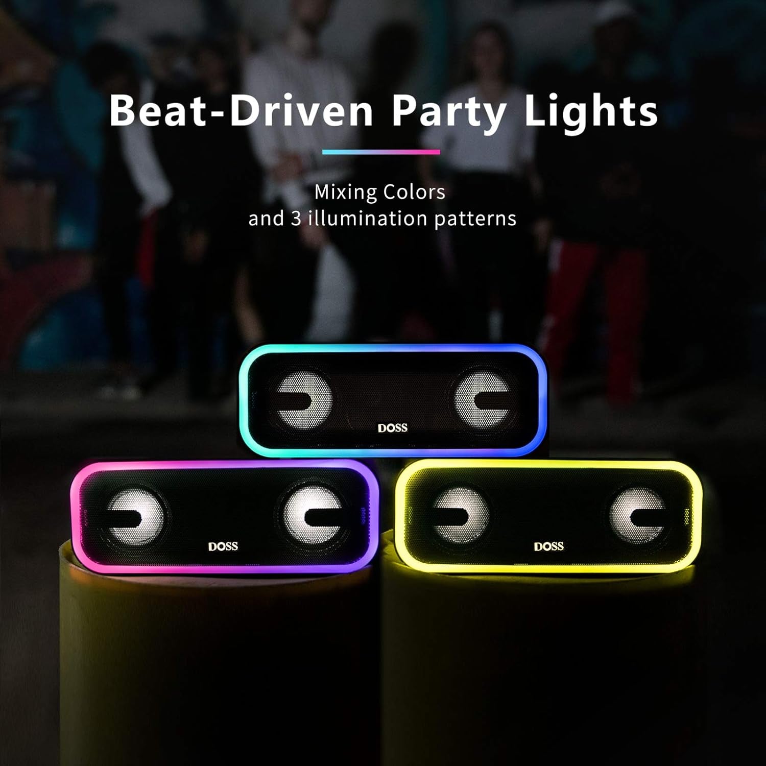 Bluetooth Speaker,  Soundbox Pro+ Wireless Pairing Speaker with 24W Stereo Sound, Punchy Bass, IPX6 Waterproof, 15Hrs Playtime, Multi-Colors Lights, for Home,Outdoor-Black