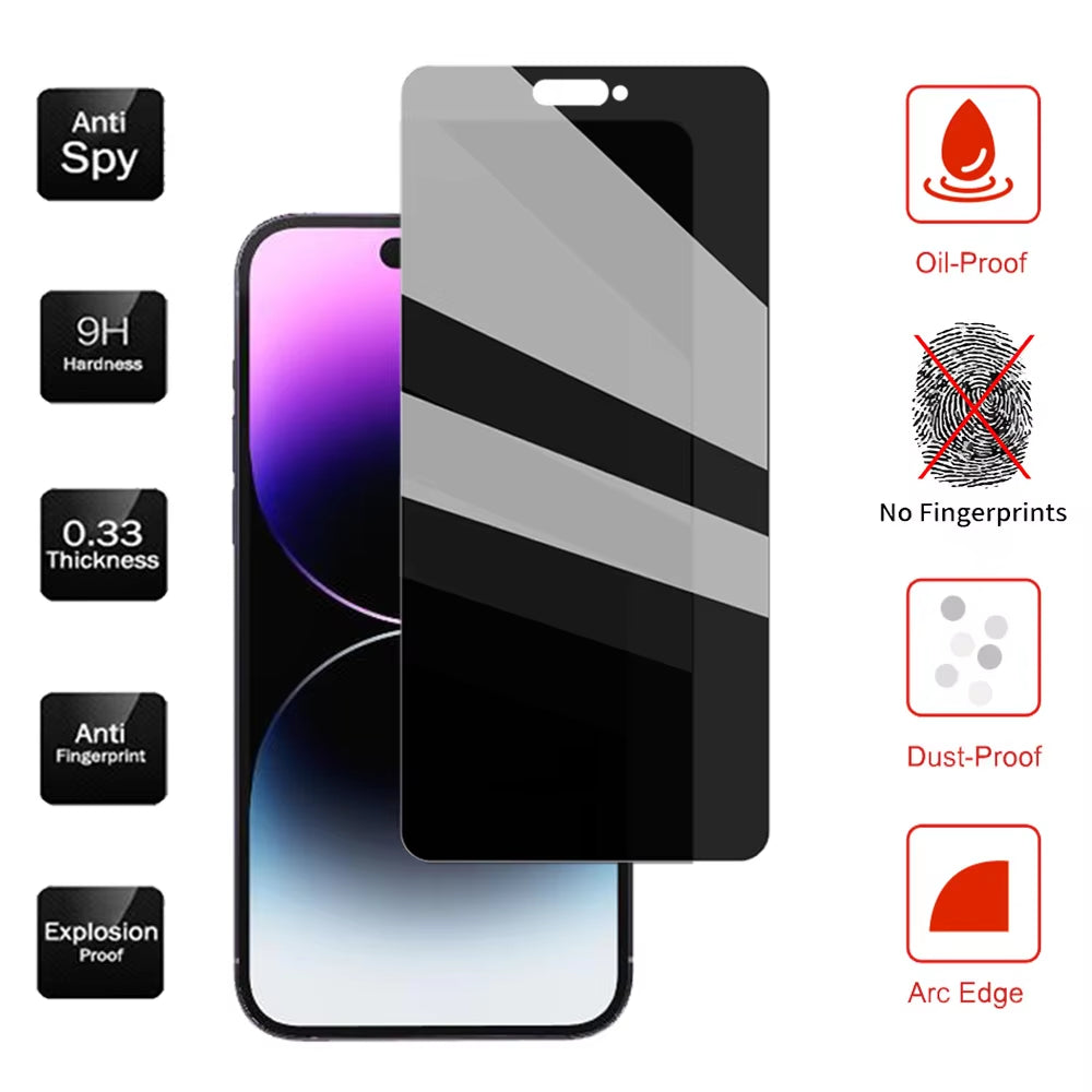 Anti-Peep Tempered Glass for  16 15 14 13 12 11 Pro Max Privacy Screen Protector 15 Pro Max Anti-Spy Front Film Ihone 14 plus  16 Verre Trempe  15 Pro Max Camera Film